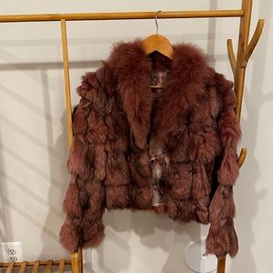 Pink fox fur jacket